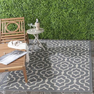 Safavieh Indoor/Outdoor Teppich - Polypropylen, Anthrazit/Beige, 150x90 cm Safavieh Indoor/Outdoor Teppich - Polypropylen, Anthrazit/Beige, 150x90 cm