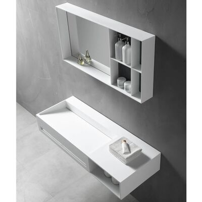 Lavabo mural en Solid Surface Bernstein - Rangement & Porte-serviettes - 100cm - Publicité Lavabo mural en Solid Surface Bernstein - Rangement & Porte-serviettes - 100cm - Publicité