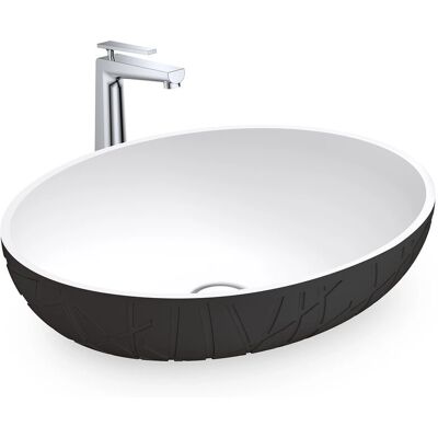Lavabo de fundición mineral Bernstein LEO - Negro/Blanco (mate) - Diseño moderno Lavabo de fundición mineral Bernstein LEO - Negro/Blanco (mate) - Diseño moderno
