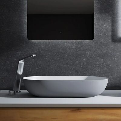 Lavabo de encimera de mineral fundido O-540 - gris/blanco - 54x34x12cm Lavabo de encimera de mineral fundido O-540 - gris/blanco - 54x34x12cm