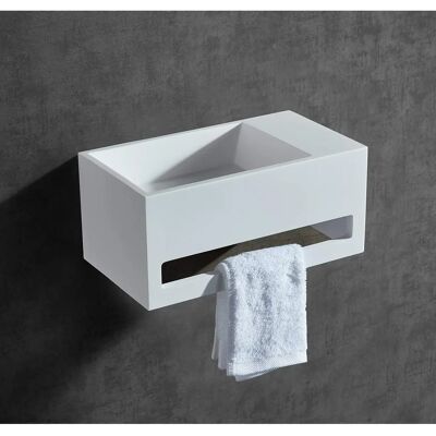 Bernstein Weißer Mineral-Wandwaschbecken - Modernes Design - 35,5x20x16cm Bernstein Weißer Mineral-Wandwaschbecken - Modernes Design - 35,5x20x16cm