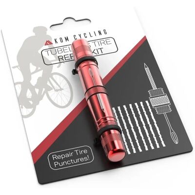 KOM Brand Tubeless Tyre Repair Tool - Red - Bike Tyre Repair Kit KOM Brand Tubeless Tyre Repair Tool - Red - Bike Tyre Repair Kit