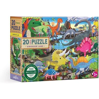 Puzzle Land des Dinosaures - 20 Pièces - Multicolore - eeBoo Puzzle Land des Dinosaures - 20 Pièces - Multicolore - eeBoo