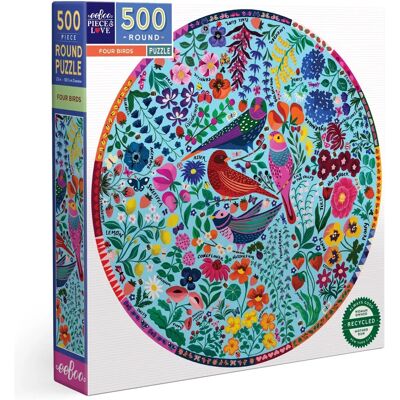eeBoo Puzzle - Rond - 500 Pièces - Quatre Oiseaux - Puzzles eeBoo Puzzle - Rond - 500 Pièces - Quatre Oiseaux - Puzzles