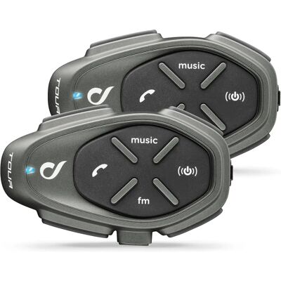 Système d'interphone Bluetooth Interphone Tour 2 - 4 motards, portée 1,5 km - 25h d'appel - radio FM - GPS - MP3 Système d'interphone Bluetooth Interphone Tour 2 - 4 motards, portée 1,5 km - 25h d'appel - radio FM - GPS - MP3