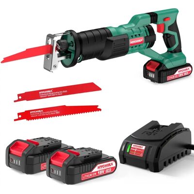 HYCHIKA Scie Sabre 18V - Vitesse variable, 2 batteries, 4 lames - Publicité HYCHIKA Scie Sabre 18V - Vitesse variable, 2 batteries, 4 lames - Publicité
