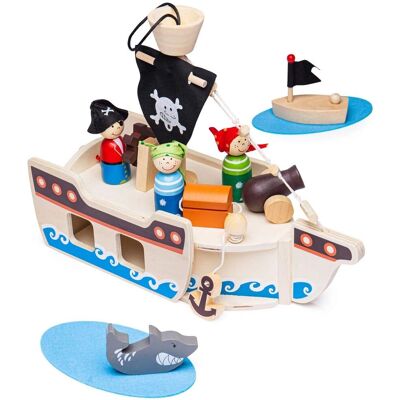 Bigjigs Toys Piratenschiff Spielset - Holzpiratenschiff Bigjigs Toys Piratenschiff Spielset - Holzpiratenschiff