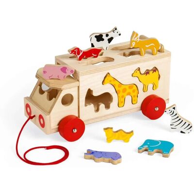 Bigjigs Holzsortiertruck mit Tieren - 11 Teile Bigjigs Holzsortiertruck mit Tieren - 11 Teile