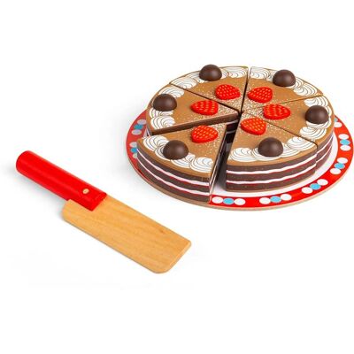 Bigjigs Toys Drewniany tort czekoladowy - Zabawka dla dzieci Bigjigs Toys Drewniany tort czekoladowy - Zabawka dla dzieci