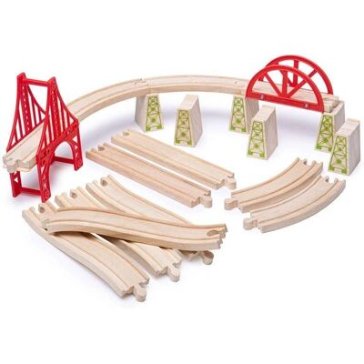 Bigjigs Natürliche Holzbahnbrücken-Erweiterungsset - Spielzeug Bigjigs Natürliche Holzbahnbrücken-Erweiterungsset - Spielzeug