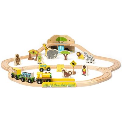 Bigjigs Rail Safari Trein Set - Houten safari speelgoedtrein, 38 onderdelen Bigjigs Rail Safari Trein Set - Houten safari speelgoedtrein, 38 onderdelen