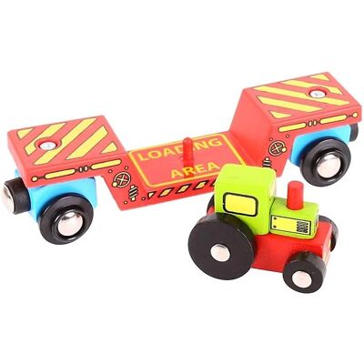 Bigjigs Wooden Railway Tractor Low Loader Bigjigs Wooden Railway Tractor Low Loader