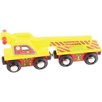 Bigjigs Holz-Eisenbahn Kranwagen - Magnetischer Kranarm, Kompatibel mit anderen Sets, Sicher für Kinder Bigjigs Holz-Eisenbahn Kranwagen - Magnetischer Kranarm, Kompatibel mit anderen Sets, Sicher für Kinder