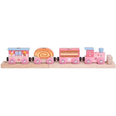 Bigjigs Mehrfarbiger Holzschulzug - Sweetland Express Bigjigs Mehrfarbiger Holzschulzug - Sweetland Express