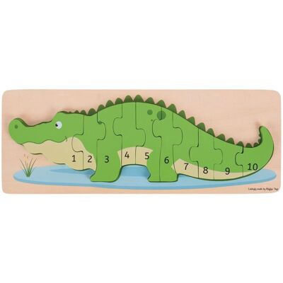 Bigjigs Holz-Zählpuzzle Krokodil - Lernspielzeug Bigjigs Holz-Zählpuzzle Krokodil - Lernspielzeug