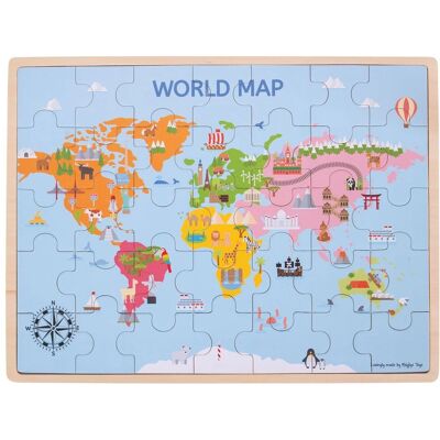 Bigjigs Holz-Weltkarte Puzzle - 35 Teile - Lernspielzeug Bigjigs Holz-Weltkarte Puzzle - 35 Teile - Lernspielzeug