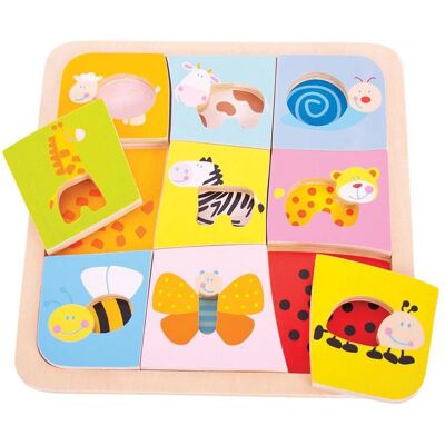 Bigjigs Toys Wooden Animal Pattern Puzzle - 9 Pieces Bigjigs Toys Wooden Animal Pattern Puzzle - 9 Pieces