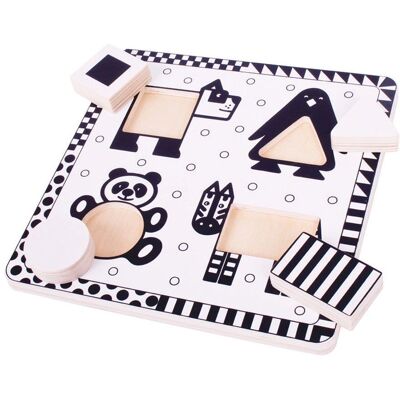BIGJIGS TOYS Puzzle alb-negru - animale si forme BIGJIGS TOYS Puzzle alb-negru - animale si forme