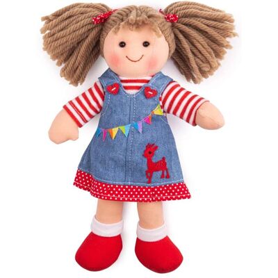Bigjigs Toys Brünette Hattie Puppe - 28cm, Abnehmbares Kleid - Teddy Bear Bigjigs Toys Brünette Hattie Puppe - 28cm, Abnehmbares Kleid - Teddy Bear