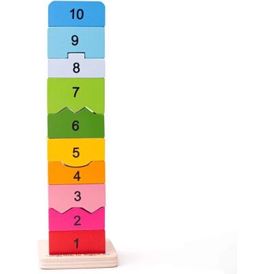 Bigjigs Toys Zahlenturm - Pädagogisches Holzspielzeug zum Zählen und Erkennen Bigjigs Toys Zahlenturm - Pädagogisches Holzspielzeug zum Zählen und Erkennen