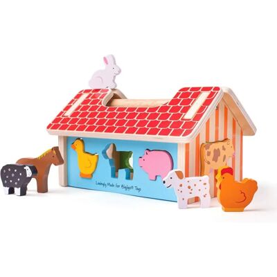 Bigjigs Toys Gospodarstwo Formy Sorter - Drewniana Zabawka z Zwierzętami Bigjigs Toys Gospodarstwo Formy Sorter - Drewniana Zabawka z Zwierzętami