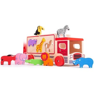 Bigjigs Toys Safari Sortujący Ciężarówka - Zabawka Bigjigs Toys Safari Sortujący Ciężarówka - Zabawka