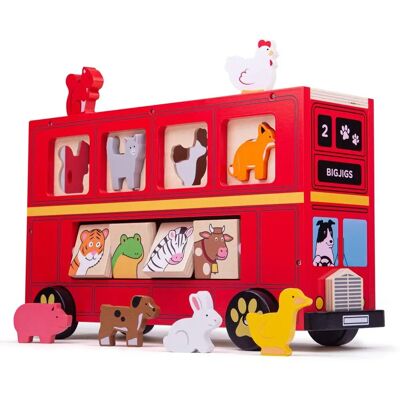 Bigjigs Toys Roter Sortierungsbus - Formenautosortierer Bigjigs Toys Roter Sortierungsbus - Formenautosortierer