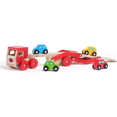 Bigjigs Toys Transporter Samochód ciężarówka - Czerwony - Unisex - Zabawka Bigjigs Toys Transporter Samochód ciężarówka - Czerwony - Unisex - Zabawka