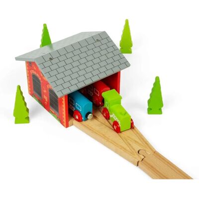 Bigjigs Rail Double Engine Shed - Wooden Train Accessory Bigjigs Rail Double Engine Shed - Wooden Train Accessory