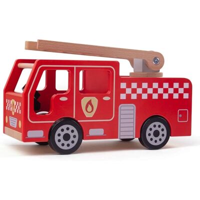 Bigjigs Toys City Feuerwehrauto - Rotes Feuerwehrfahrzeug, Fantasievolles Spiel, Holz, Ab 3+ Bigjigs Toys City Feuerwehrauto - Rotes Feuerwehrfahrzeug, Fantasievolles Spiel, Holz, Ab 3+