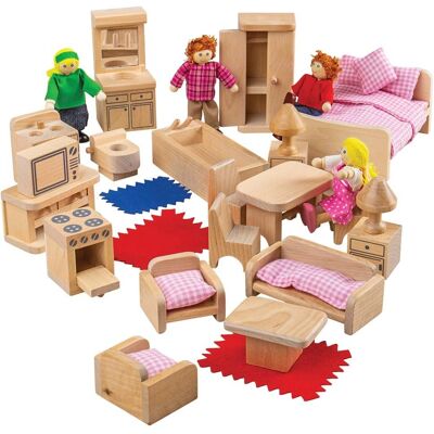 Bigjigs Puppenfamilie und Möbel - Puppenhaus-Set Bigjigs Puppenfamilie und Möbel - Puppenhaus-Set
