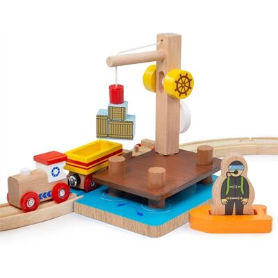 Bigjigs Holzschienen Kran-Dok - Spielzeugzubehör Bigjigs Holzschienen Kran-Dok - Spielzeugzubehör
