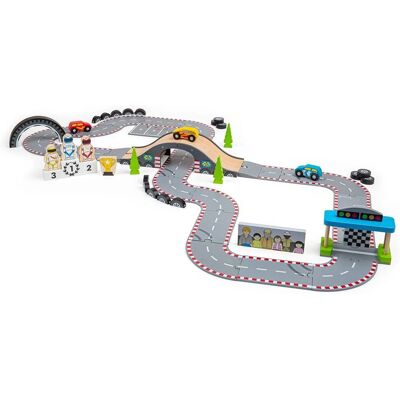 Bigjigs Rail Holzrennstrecke - Rennwagen Spielset Bigjigs Rail Holzrennstrecke - Rennwagen Spielset