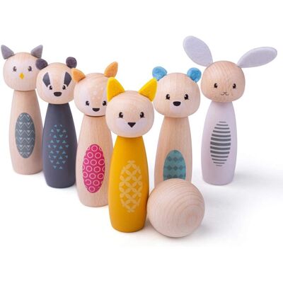 Bigjigs Toys Woodland Animal Skittles - Skittles Bigjigs Toys Woodland Animal Skittles - Skittles