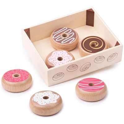 Bigjigs Holzbox mit Donuts - Spielzeug-Lebensmittel Bigjigs Holzbox mit Donuts - Spielzeug-Lebensmittel