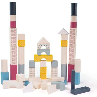 Bigjigs Toys Babyblau Holzbausteine Set - 50 st - Montessori Bigjigs Toys Babyblau Holzbausteine Set - 50 st - Montessori