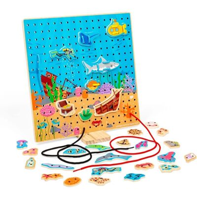 Bigjigs Toys Marine Lace-A-Shape Spielzeug - Meeresformen, 6 Schnüre, Blau Bigjigs Toys Marine Lace-A-Shape Spielzeug - Meeresformen, 6 Schnüre, Blau