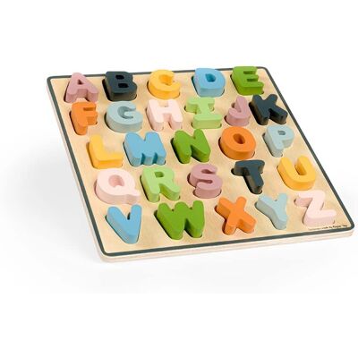 Bigjigs Toys 26-elementowa drewniana układanka z alfabetem - FSC certyfikowane, wielokolorowa Bigjigs Toys 26-elementowa drewniana układanka z alfabetem - FSC certyfikowane, wielokolorowa