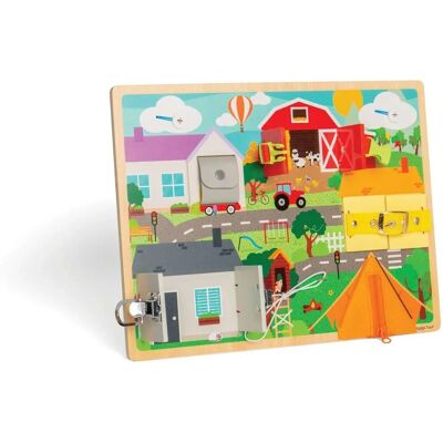 Bigjigs Toys Wooden Life Skills Board - Develops fine motor skills Bigjigs Toys Wooden Life Skills Board - Develops fine motor skills