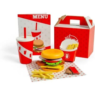 Bigjigs Holzburger- und Pommes-Set - Spielküche 48 Teile Bigjigs Holzburger- und Pommes-Set - Spielküche 48 Teile