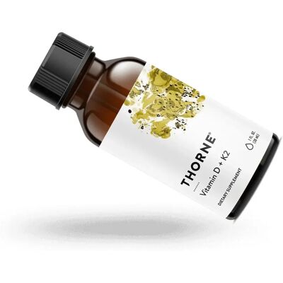 Thorne Vitamin D/K2 Flytende - Støtter Knoffer og Hjerte Thorne Vitamin D/K2 Flytende - Støtter Knoffer og Hjerte
