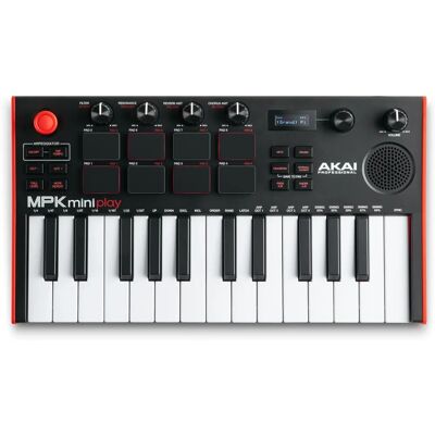 Akai MPK Mini Play Mk3 - Bærbart MIDI-keyboard med 25 taster, innebygd høyttaler, svart Akai MPK Mini Play Mk3 - Bærbart MIDI-keyboard med 25 taster, innebygd høyttaler, svart