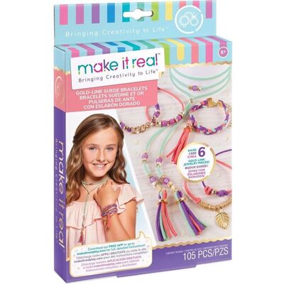 Make It Real - Gold Link Wildleder Armbänder - Armband Set Make It Real - Gold Link Wildleder Armbänder - Armband Set