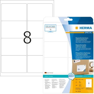 Herma 10018 Étiquettes d'adresse repositionnables - Étiquettes Herma 10018 Étiquettes d'adresse repositionnables - Étiquettes