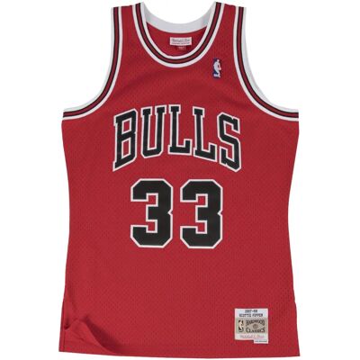 Maillot de basketball Mitchell & Ness Scottie Pippen Rouge Cramoisi - Basketball - Publicité Maillot de basketball Mitchell & Ness Scottie Pippen Rouge Cramoisi - Basketball - Publicité