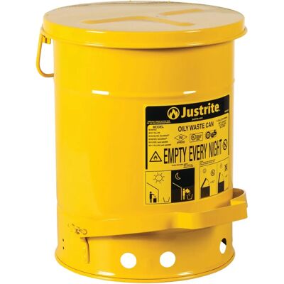 JUSTRITE - Oily Waste Bin 20L - Amarillo - Waste Container JUSTRITE - Oily Waste Bin 20L - Amarillo - Waste Container