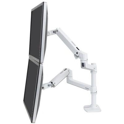 Ergotron Weiße Doppelmonitorhalterung - 24", verstellbar, ergonomisch Ergotron Weiße Doppelmonitorhalterung - 24", verstellbar, ergonomisch