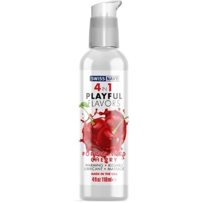 Swiss Navy 4-en-1 Poppin Wild Cherry 4 oz/118 ml Blanc/Bleu - Publicité Swiss Navy 4-en-1 Poppin Wild Cherry 4 oz/118 ml Blanc/Bleu - Publicité