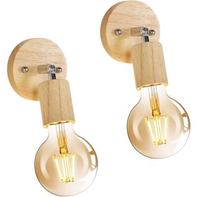 GOECO Modell - Retro Wandlampe aus Holz - E27 Fassung - Für Schlafzimmer, Wohnzimmer, Flur GOECO Modell - Retro Wandlampe aus Holz - E27 Fassung - Für Schlafzimmer, Wohnzimmer, Flur
