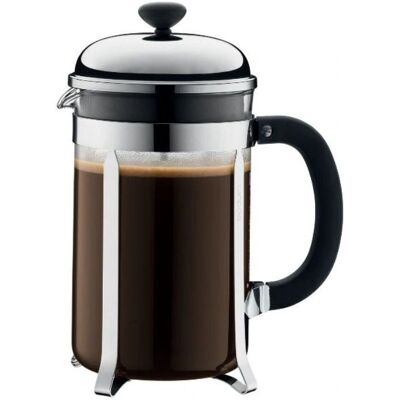 Cafetière à piston Bodum 12 Tasses - 1.5L - Chrome & Noir - Publicité Cafetière à piston Bodum 12 Tasses - 1.5L - Chrome & Noir - Publicité